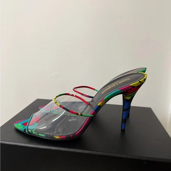 SAINT LAURENT LOLITA 95 FLORAL PRINT HEELS - Picture 4 of 5